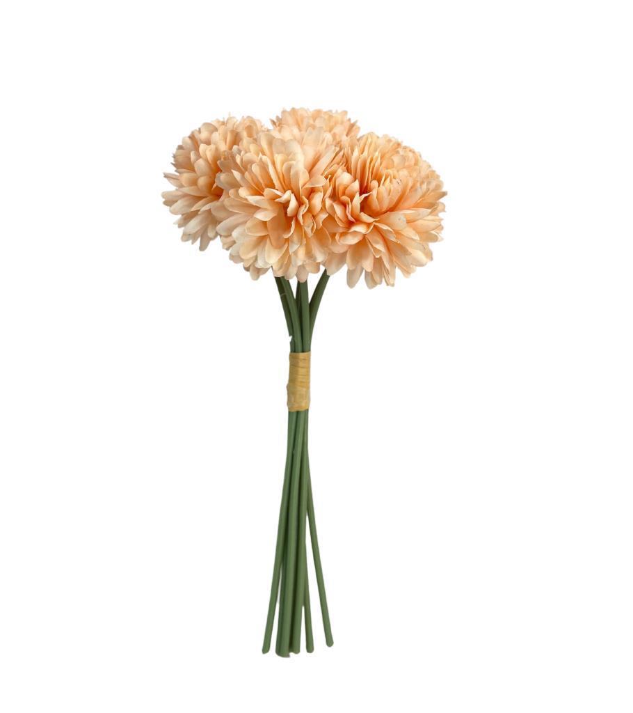 Yapay Çiçek Krizantem Kartopu Şampanya 7 Ayrı Tek Dal Demet