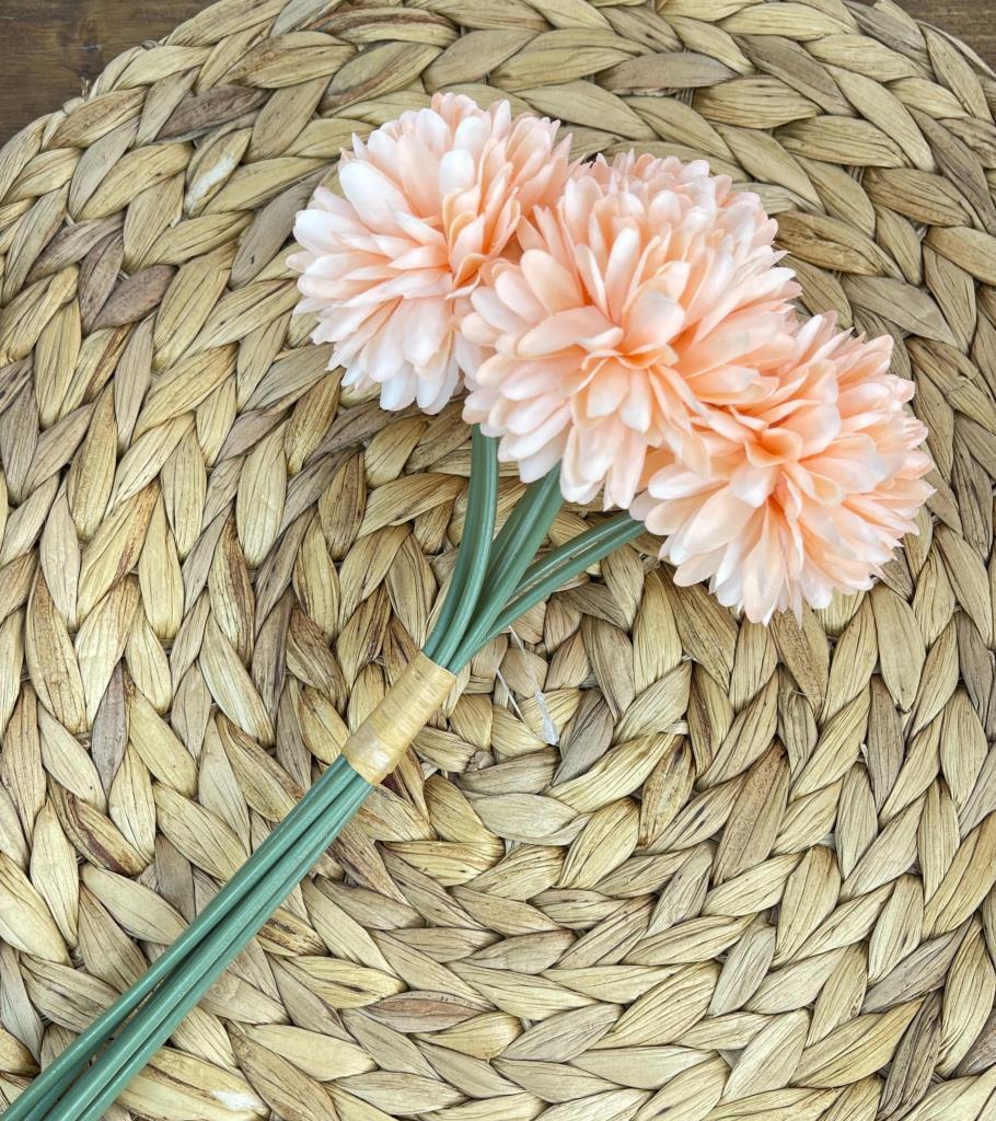 Yapay Çiçek Krizantem Kartopu Şampanya 7 Ayrı Tek Dal Demet