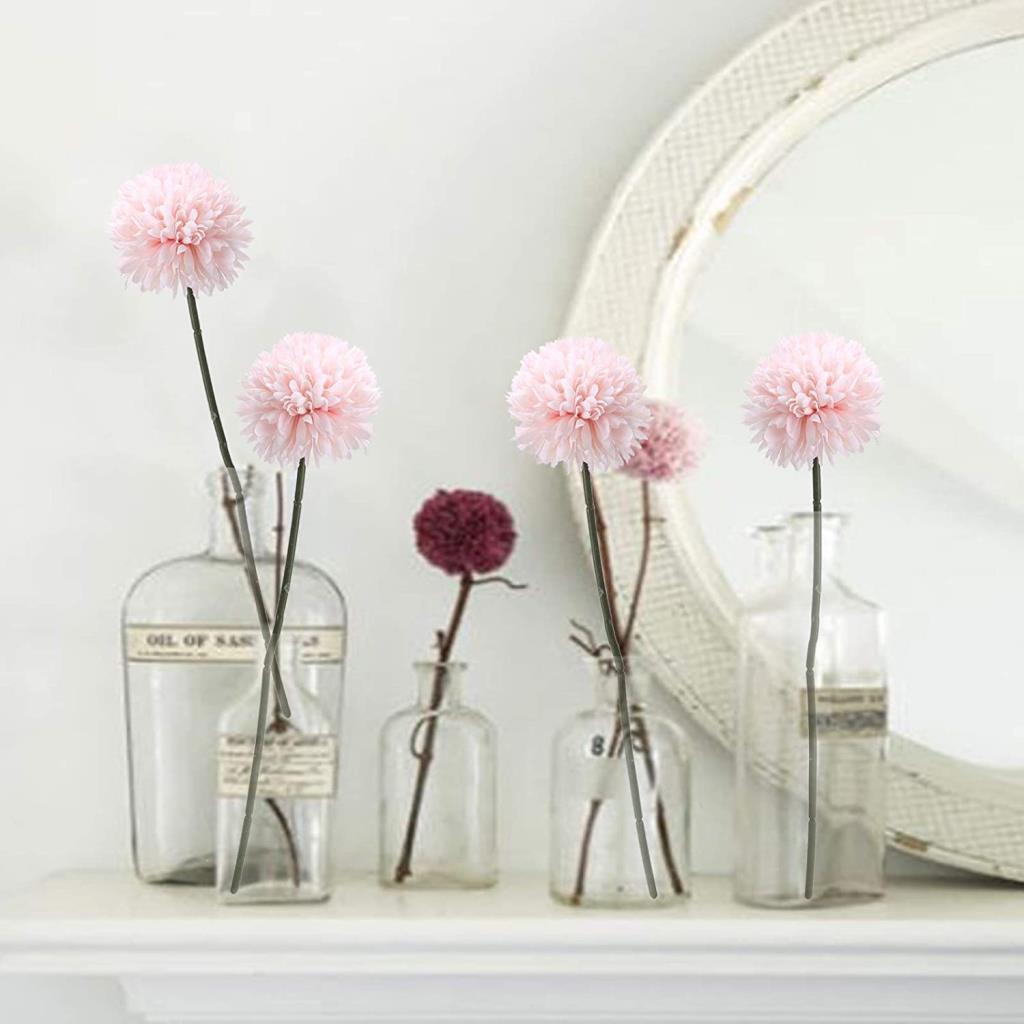 Yapay Çiçek Krizantem Kartopu Toz Pembe 7 Ayrı Tek Dal Demet