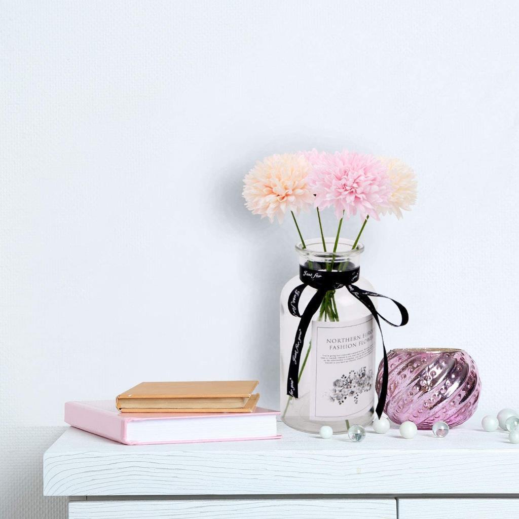 Yapay Çiçek Krizantem Kartopu Toz Pembe 7 Ayrı Tek Dal Demet