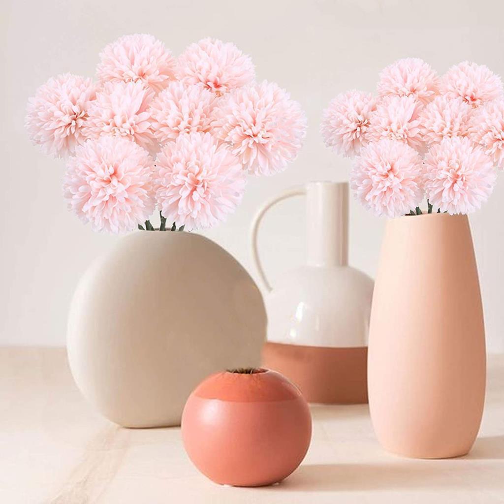 Yapay Çiçek Krizantem Kartopu Toz Pembe 7 Ayrı Tek Dal Demet