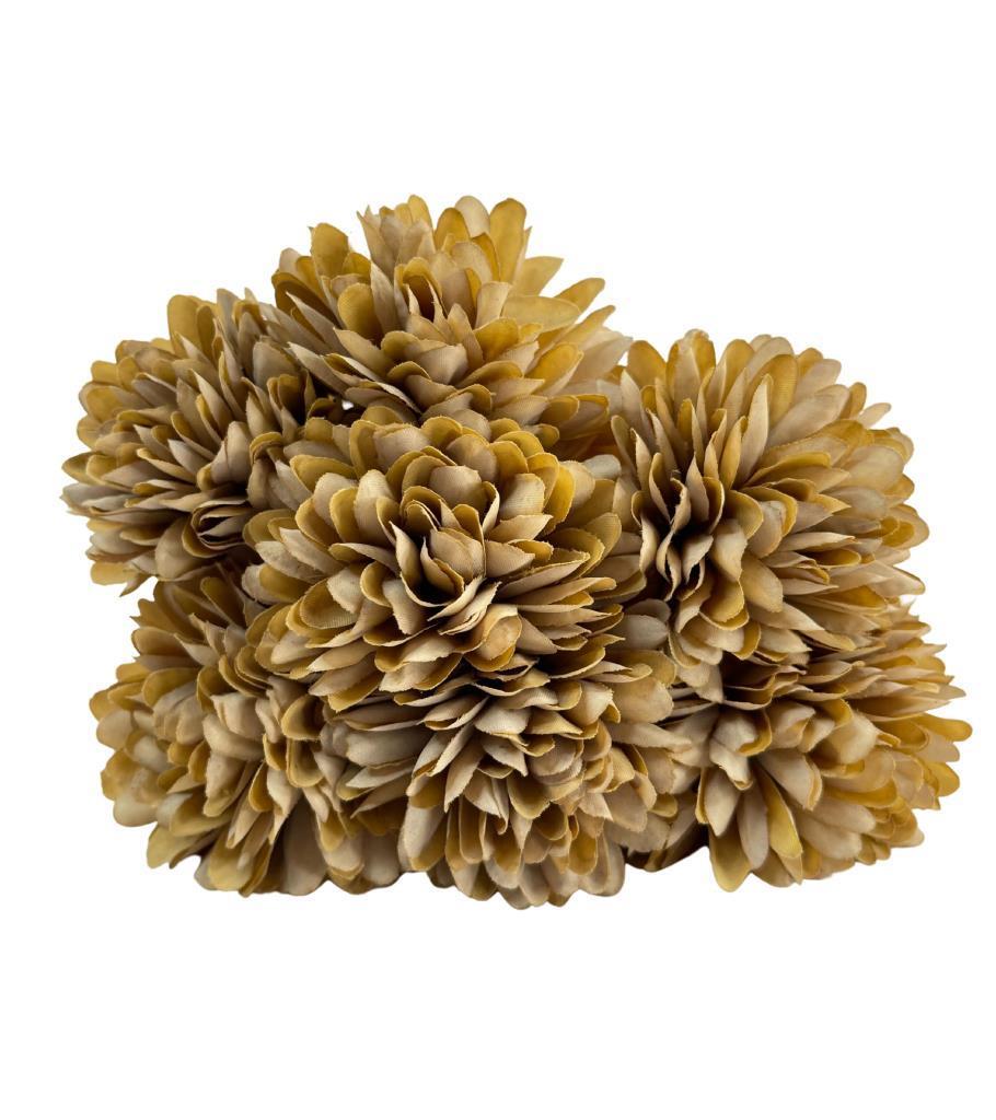 Yapay Çiçek Krizantem Kartopu Vizon Renk 7 Ayrı Tek Dal Demet