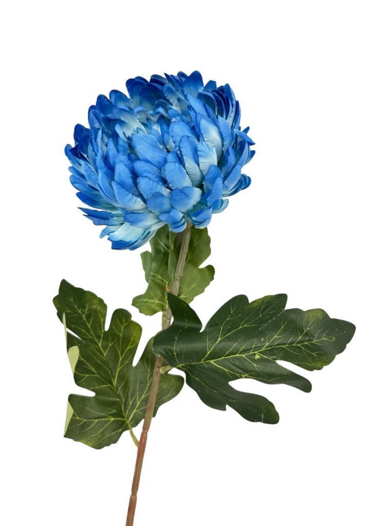Yapay Çiçek Krizantem Mavi 90cm Tek Dal Kumaş Çiçek Uzun Dal
