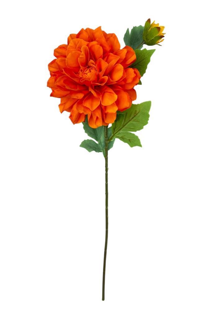Yapay Çiçek Krizantem Orange Turuncu Tek Dal Tomurcuklu 65*17cm Kumaş Çiçek Uzun Dal