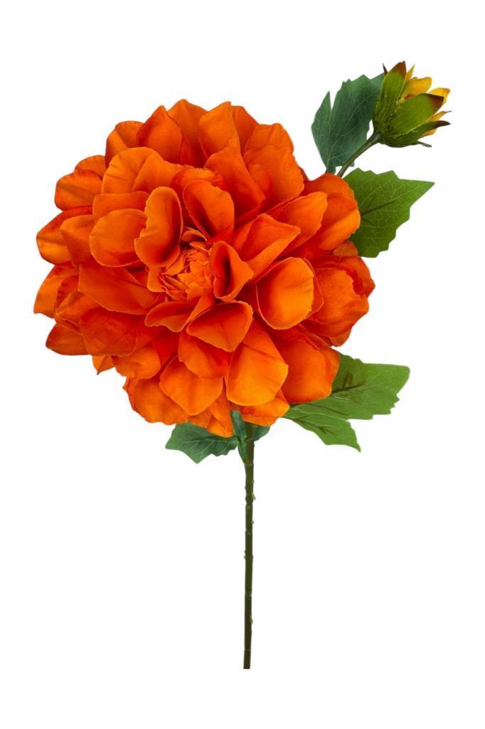 Yapay Çiçek Krizantem Orange Turuncu Tek Dal Tomurcuklu 65*17cm Kumaş Çiçek Uzun Dal