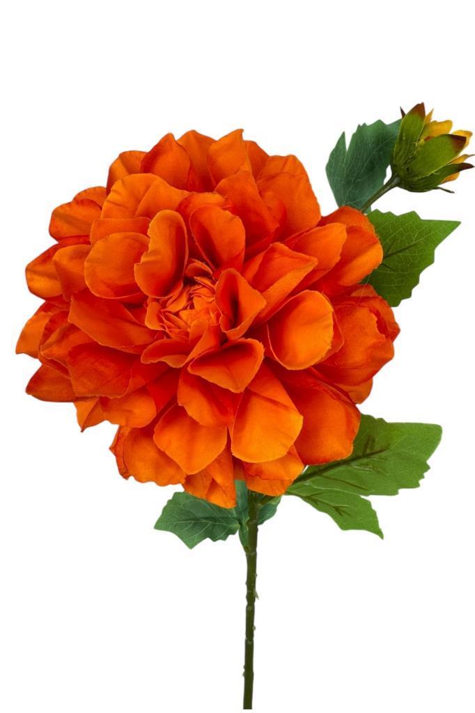 Yapay Çiçek Krizantem Orange Turuncu Tek Dal Tomurcuklu 65*17cm Kumaş Çiçek Uzun Dal