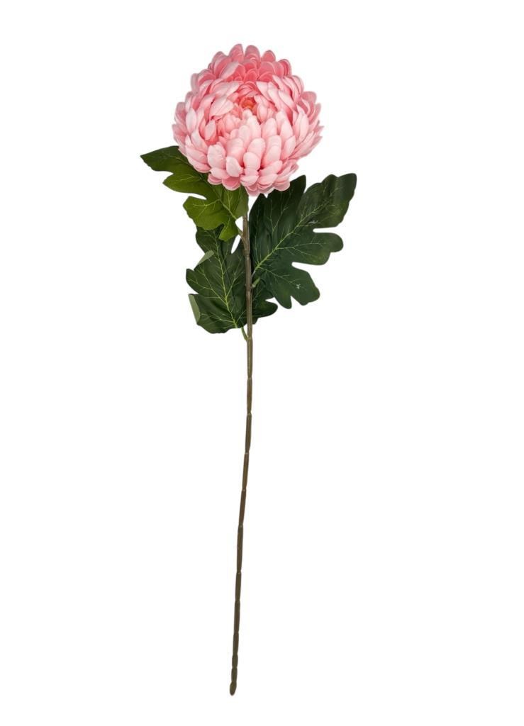 Yapay Çiçek Krizantem Pembe Açık 90cm Tek Dal Kumaş Çiçek Uzun Dal