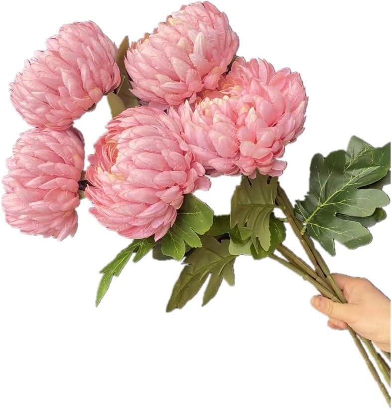Yapay Çiçek Krizantem Pembe Açık 90cm Tek Dal Kumaş Çiçek Uzun Dal