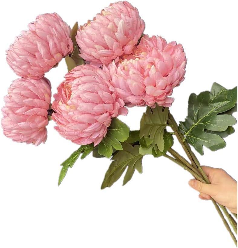 Yapay Çiçek Krizantem Pembe Açık 90cm Tek Dal Kumaş Çiçek Uzun Dal
