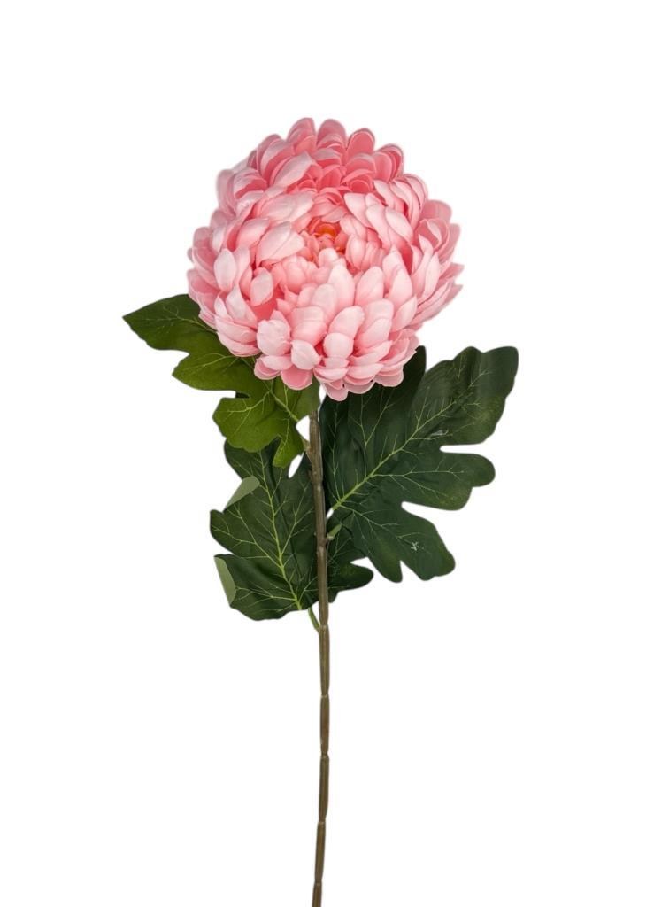 Yapay Çiçek Krizantem Pembe Açık 90cm Tek Dal Kumaş Çiçek Uzun Dal