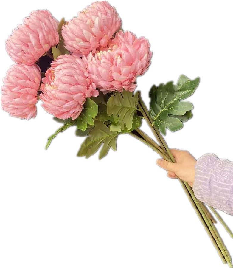 Yapay Çiçek Krizantem Pembe Açık 90cm Tek Dal Kumaş Çiçek Uzun Dal