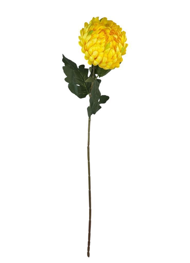 Yapay Çiçek Krizantem Sarı Açık 90cm Tek Dal Kumaş Çiçek Uzun Dal