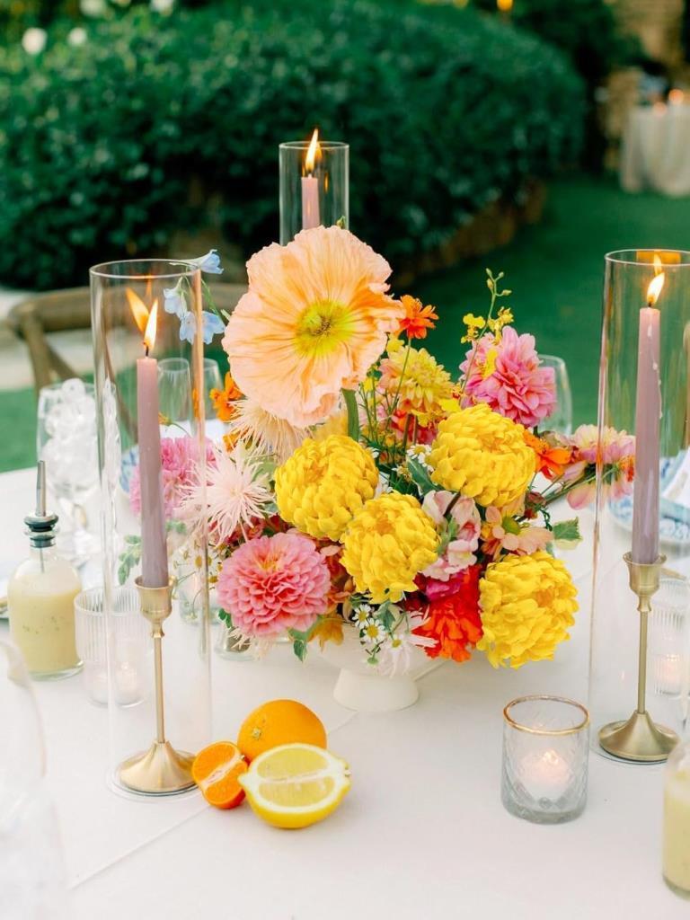 Yapay Çiçek Krizantem Sarı Koyu 90cm Tek Dal Kumaş Çiçek Uzun Dal