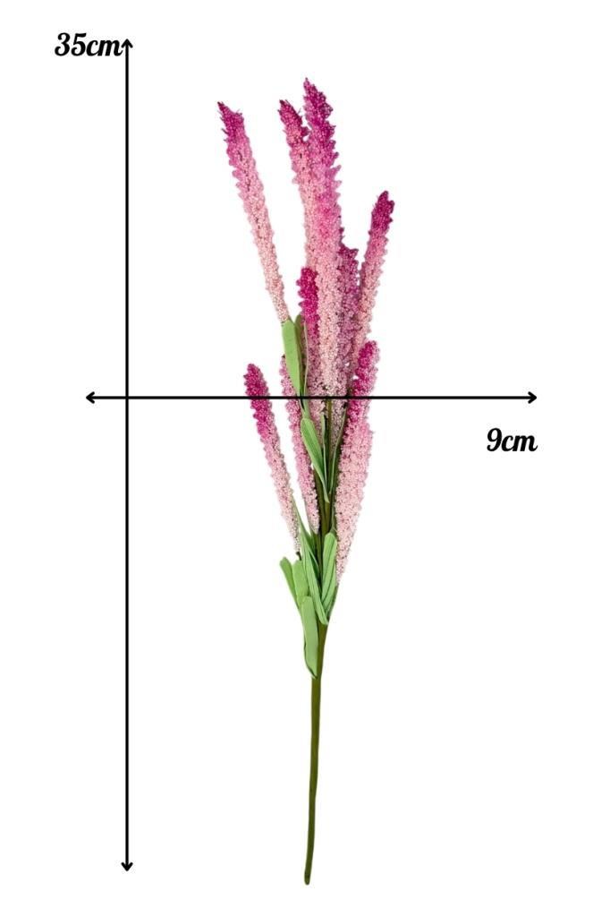 Yapay Çiçek Lateks Köpük Pembe Koyu Lavanta Dalı 35cm Dekoratif Çiçek