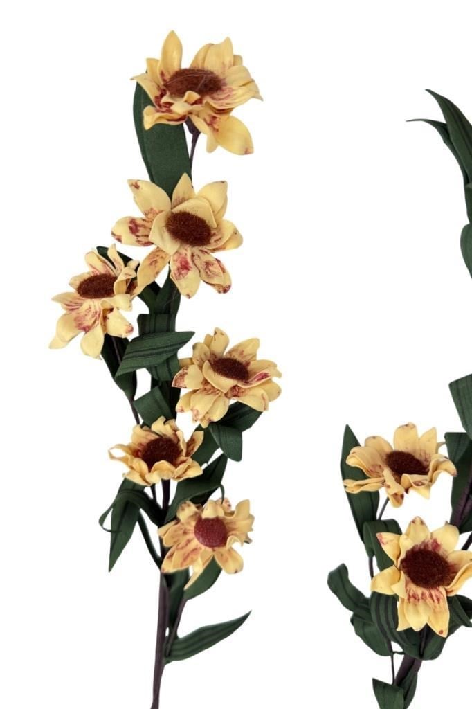 Yapay Çiçek Lateks Papatya Dalı KREM 6 Çiçekli 60 cm Gerçek Dokulu Dekoratif Çiçek