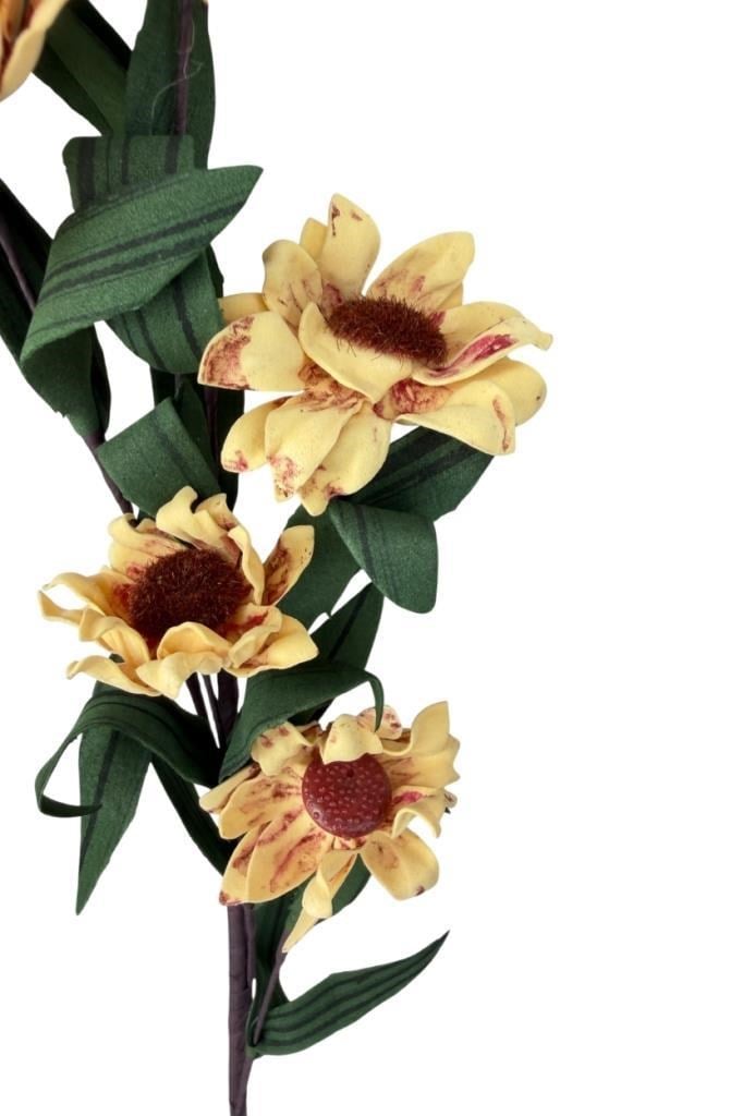 Yapay Çiçek Lateks Papatya Dalı KREM 6 Çiçekli 60 cm Gerçek Dokulu Dekoratif Çiçek