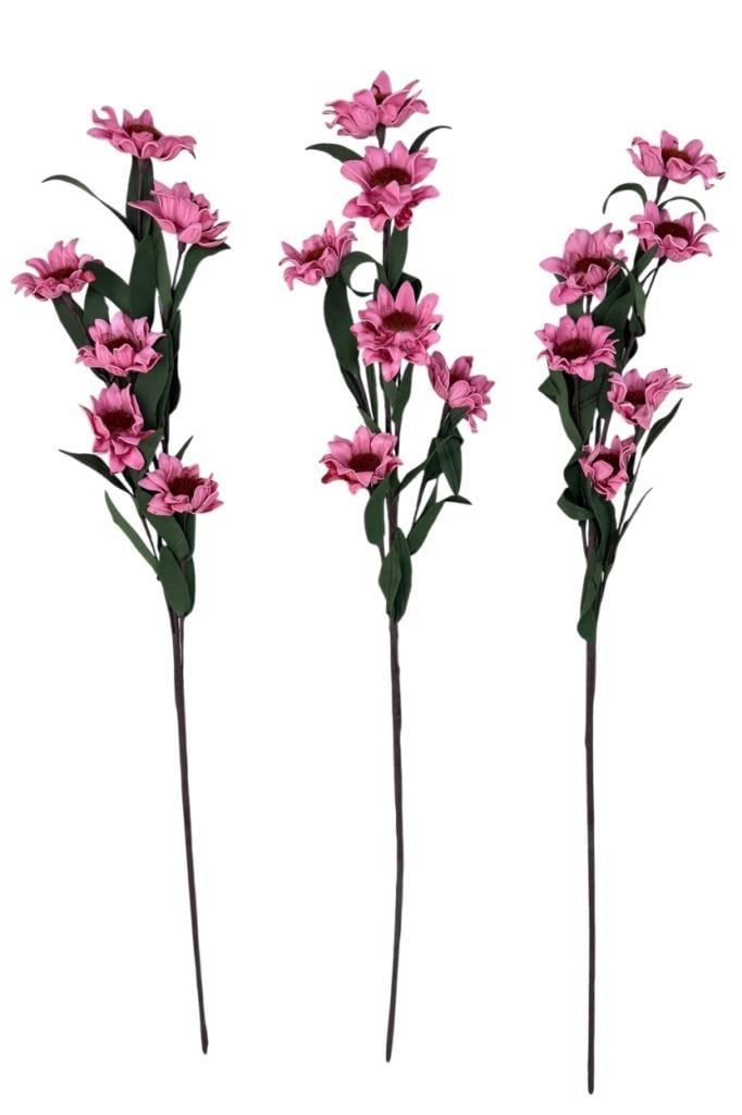 Yapay Çiçek Lateks Papatya Dalı PEMBE 6 Çiçekli 60 cm Gerçek Dokulu Dekoratif Çiçek
