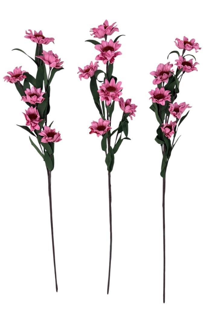 Yapay Çiçek Lateks Papatya Dalı PEMBE 6 Çiçekli 60 cm Gerçek Dokulu Dekoratif Çiçek