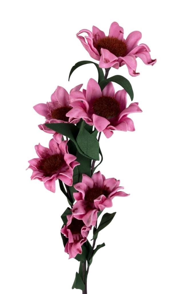 Yapay Çiçek Lateks Papatya Dalı PEMBE 6 Çiçekli 60 cm Gerçek Dokulu Dekoratif Çiçek