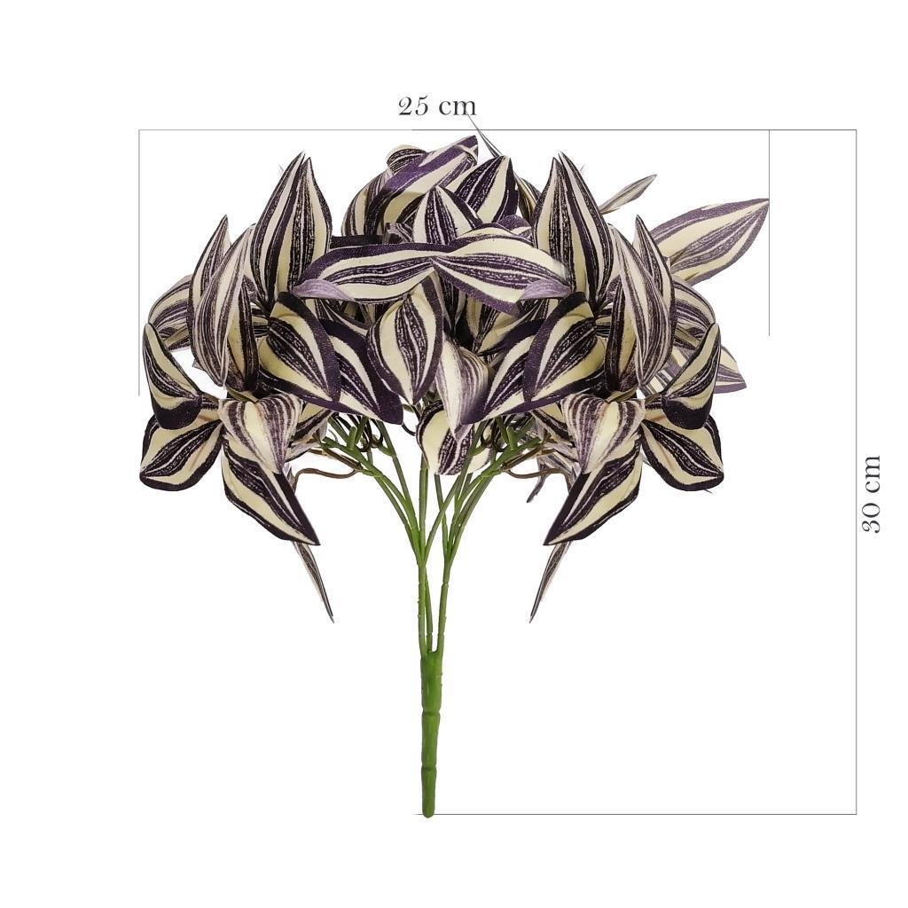 Yapay Çiçek Lila Çizgili Yaprak Demeti  Dikey Bahçe Uygulama Demeti 30 cm Yapay Bitki