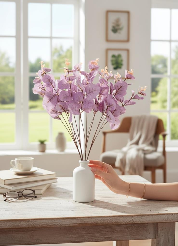 Yapay Çiçek Lila Okaliptus Aradal Arajman Çiçeği Eucalyptus