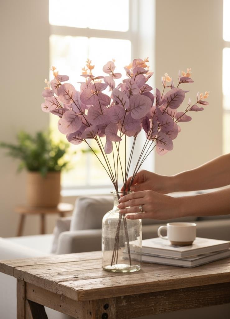 Yapay Çiçek Lila Okaliptus Aradal Arajman Çiçeği Eucalyptus