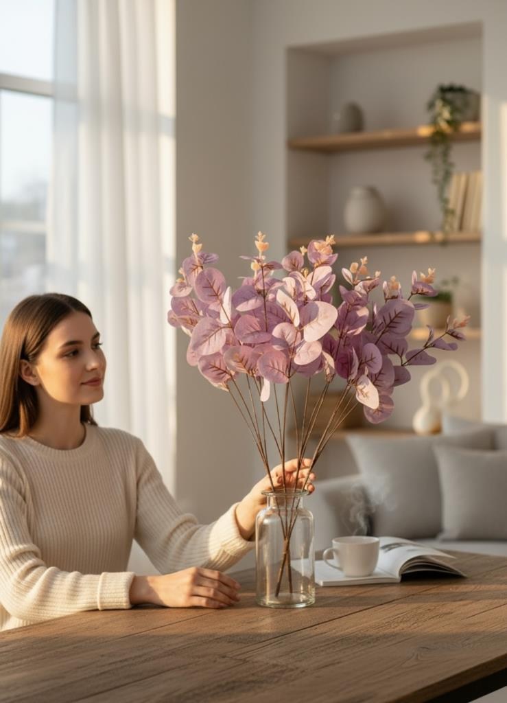 Yapay Çiçek Lila Okaliptus Aradal Arajman Çiçeği Eucalyptus