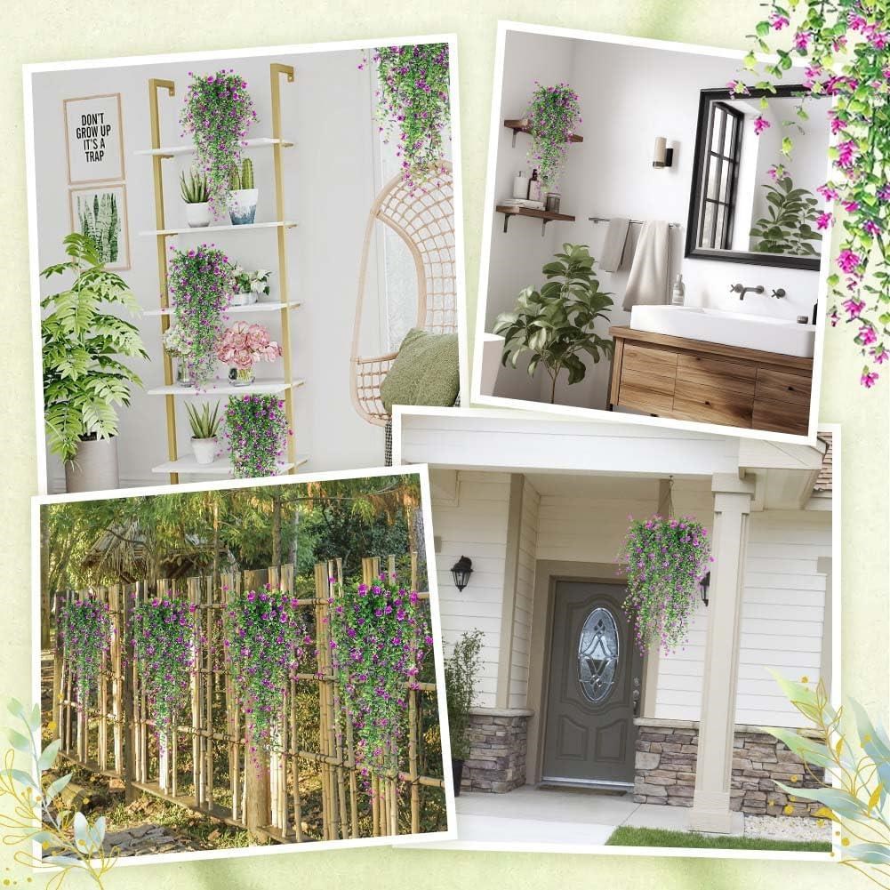 Yapay Çiçek Lila Sarkan Lotus Çiçekli Okaliptus Şimşir Yapay Sarmaşık 5dal 60cm