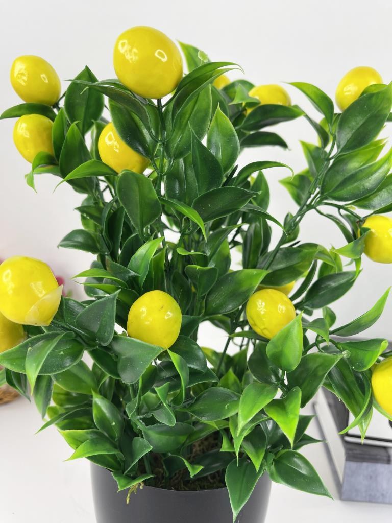 Yapay Çiçek Limon Ağacı Siyah Saksıda Limon 30cm 