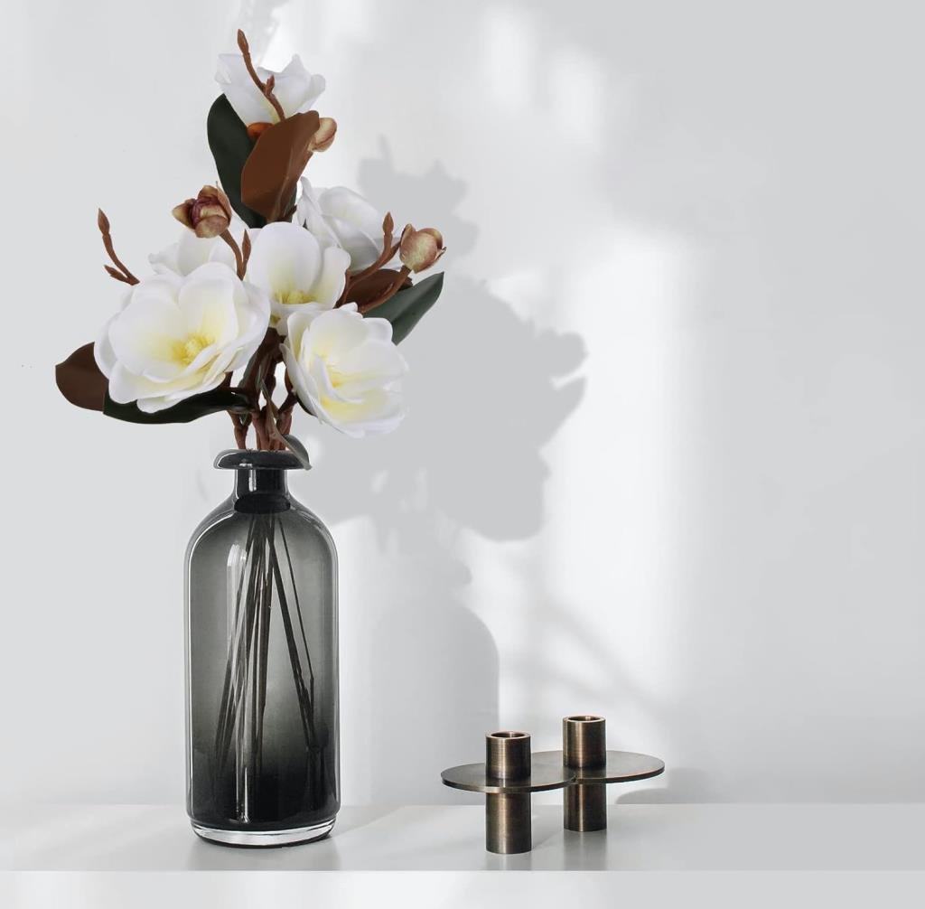 Yapay Çiçek Lüx Manolya Gerçek Islak Dokulu Magnolia Gelin Çiçeği 48cm BEYAZ