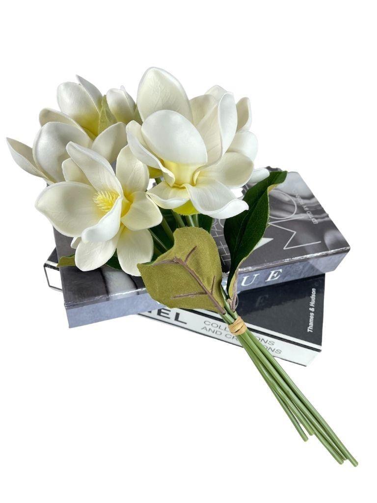Yapay Çiçek Manolya Letex Eva Magnolia 33cm Beyaz Krem