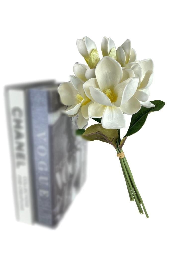 Yapay Çiçek Manolya Letex Eva Magnolia 33cm Beyaz Krem