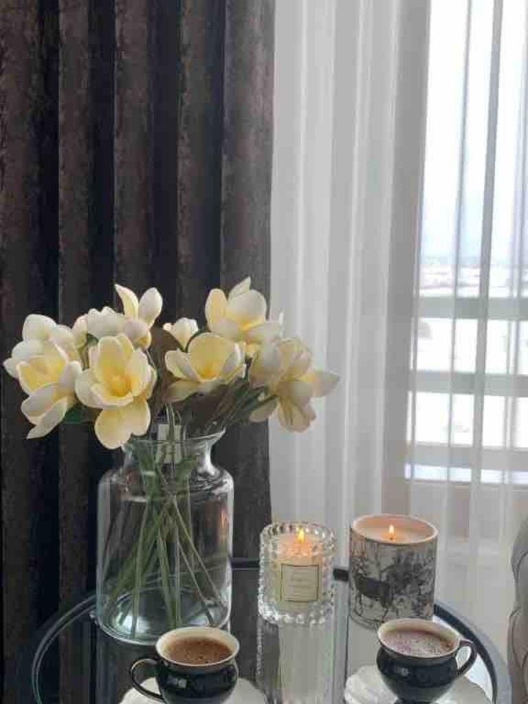 Yapay Çiçek Manolya Letex Eva Magnolia 33cm Beyaz Krem