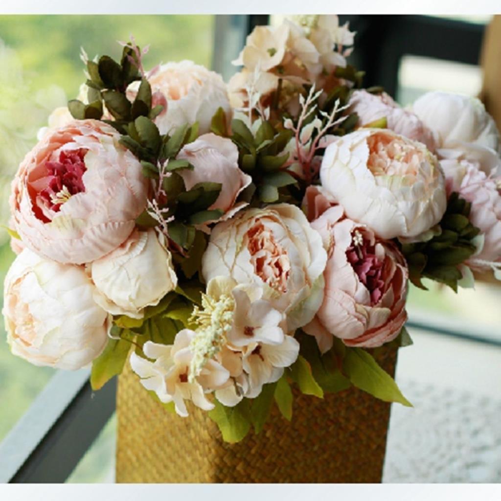 Yapay Çiçek Marsilya Gülü Şakayık Erengül Büyük Boy Demet  Pembe Açık