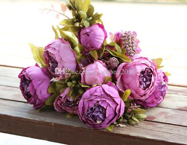 Yapay Çiçek Marsilya Gülü Şakayık Erengül Büyük Boy Demet  Mor