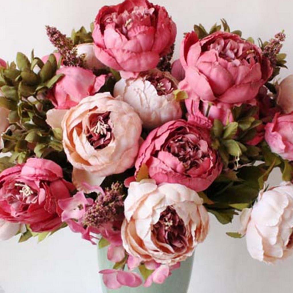 Yapay Çiçek Marsilya Gülü Şakayık Erengül Büyük Boy Demet Fuşya