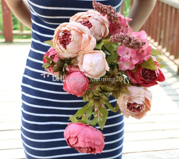 Yapay Çiçek Marsilya Gülü Şakayık Erengül Büyük Boy Demet Fuşya