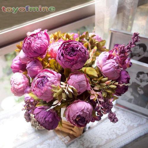 Yapay Çiçek Marsilya Gülü Şakayık Erengül Büyük Boy Demet  Mor