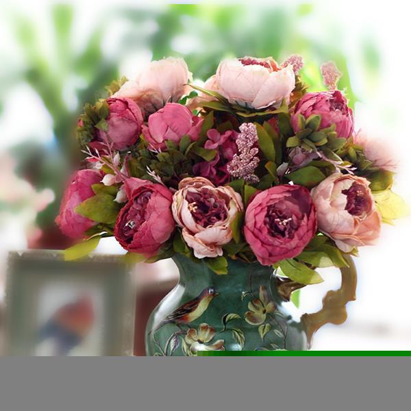 Yapay Çiçek Marsilya Gülü Şakayık Erengül Büyük Boy Demet Fuşya