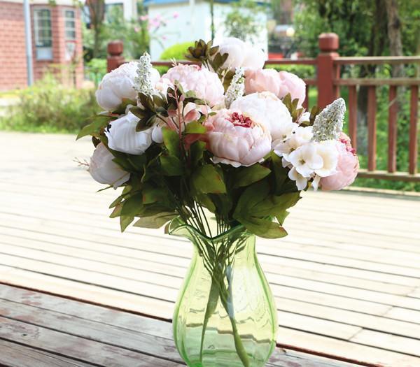 Yapay Çiçek Marsilya Gülü Şakayık Erengül Büyük Boy Demet  Pembe Açık