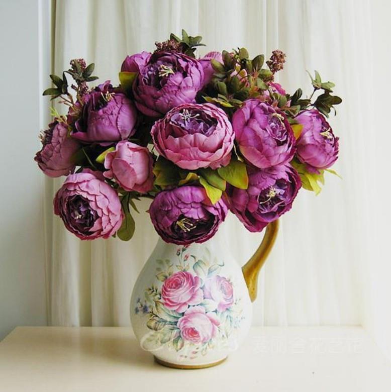 Yapay Çiçek Marsilya Gülü Şakayık Erengül Büyük Boy Demet  Mor