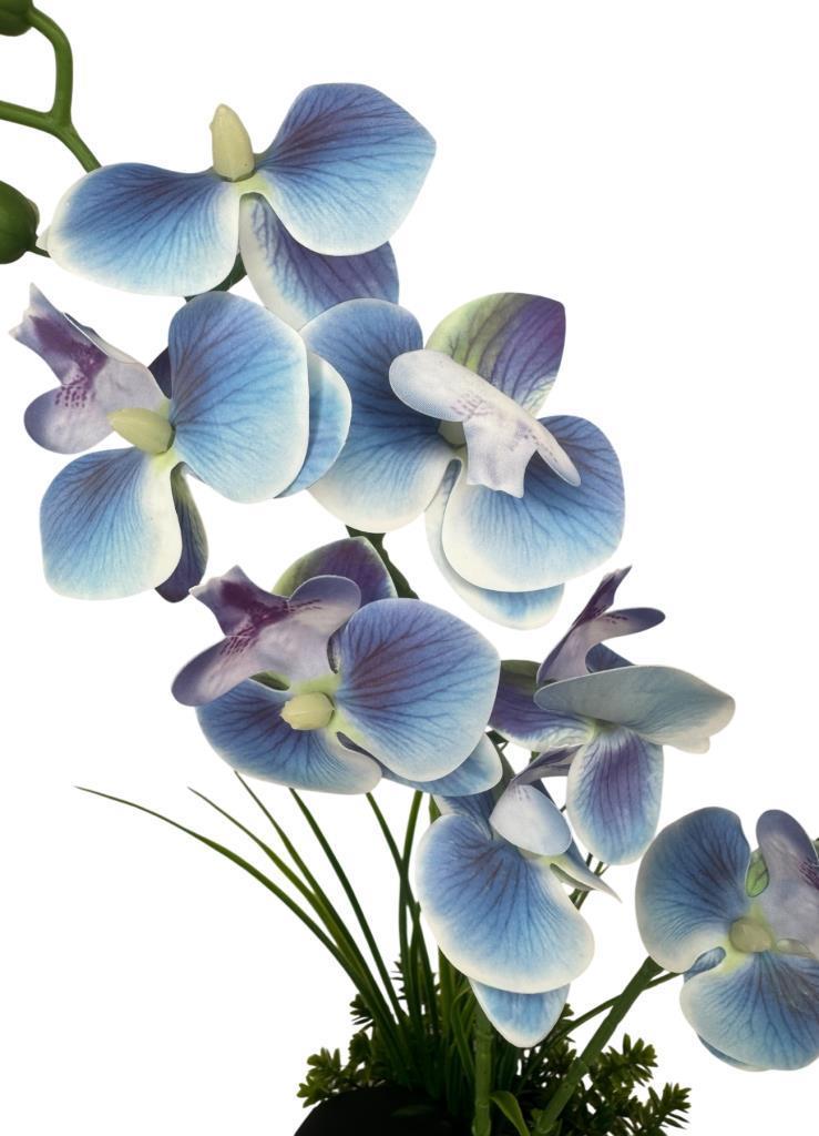 Yapay Çiçek Mavi Islak Orkide Gold Metal Saksıda Saksıda Orkide 50cm