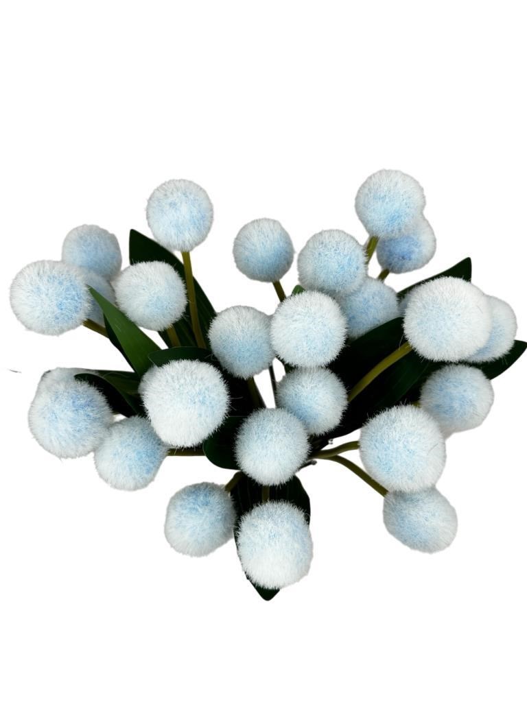 Yapay Çiçek Mavi Pompon Çiçeği Dekoratif Yapay Çiçek 30*20cm