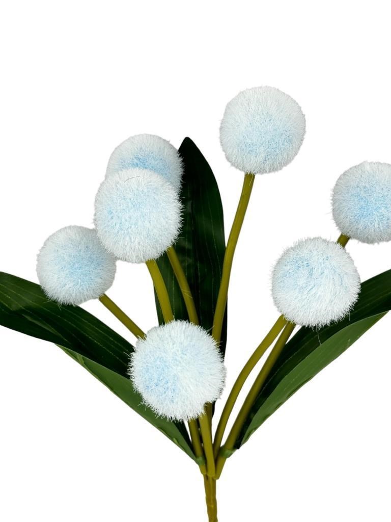Yapay Çiçek Mavi Pompon Çiçeği Dekoratif Yapay Çiçek 30*20cm