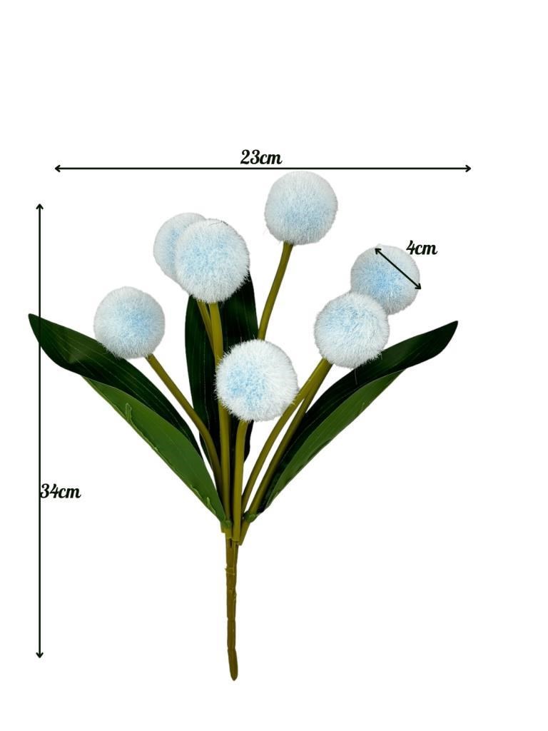 Yapay Çiçek Mavi Pompon Çiçeği Dekoratif Yapay Çiçek 30*20cm