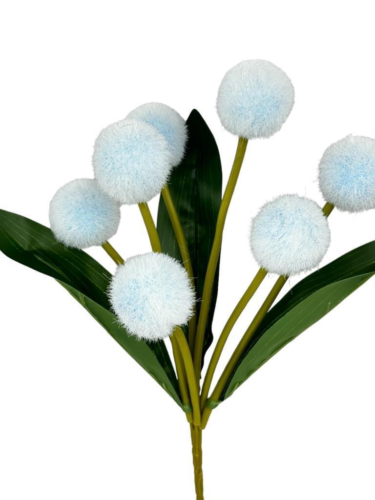 Yapay Çiçek Mavi Pompon Çiçeği Dekoratif Yapay Çiçek 30*20cm
