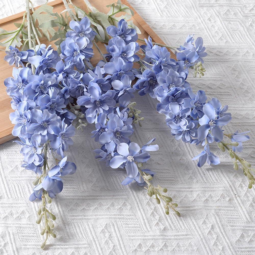 Yapay Çiçek Mavi Sümbül Tek Dal Tomurcuklu 85*15cm Kumaş Çiçek Uzun Dal