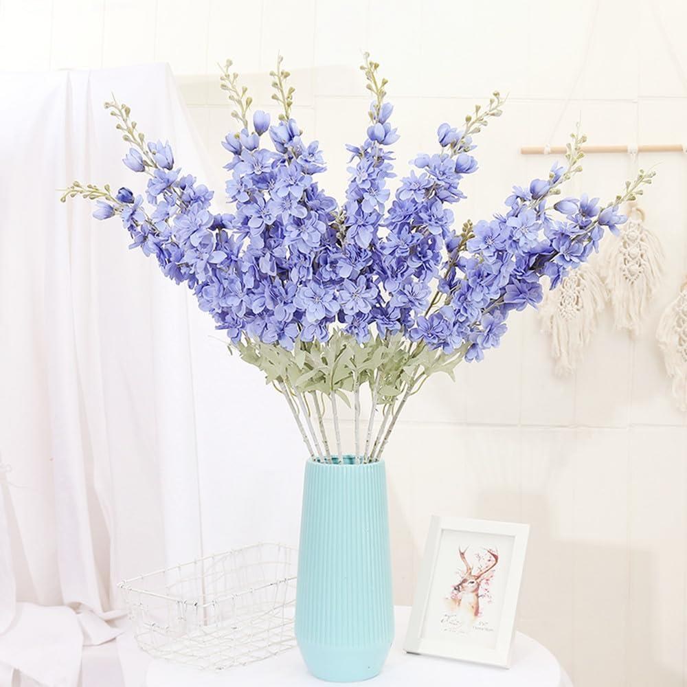 Yapay Çiçek Mavi Sümbül Tek Dal Tomurcuklu 85*15cm Kumaş Çiçek Uzun Dal