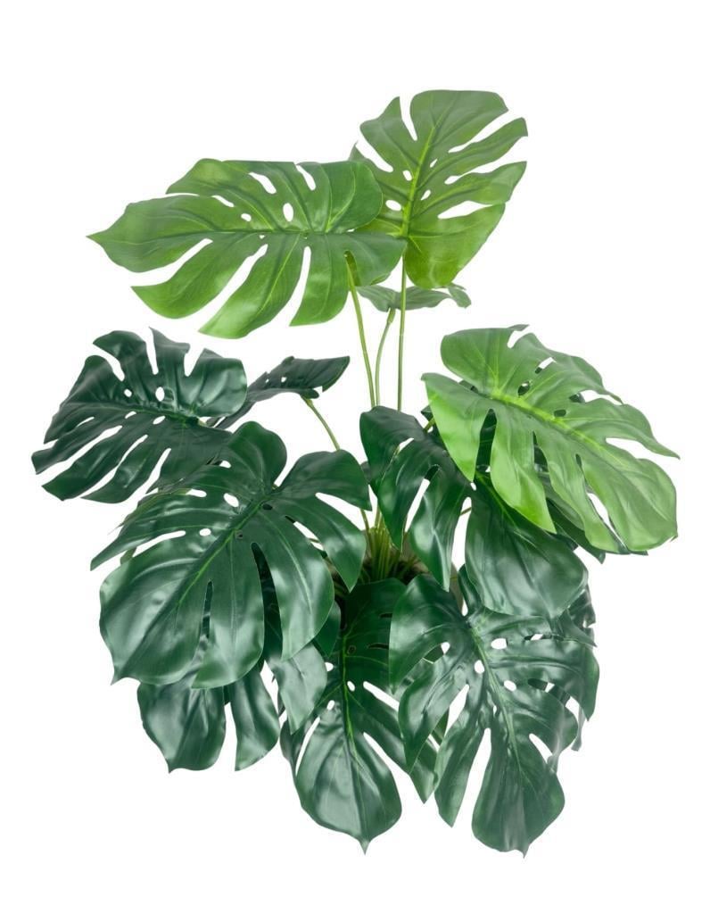 Yapay Çiçek Monstera Salon Çiçeği 50cm Beyaz Saksılı Yapay Bitki 