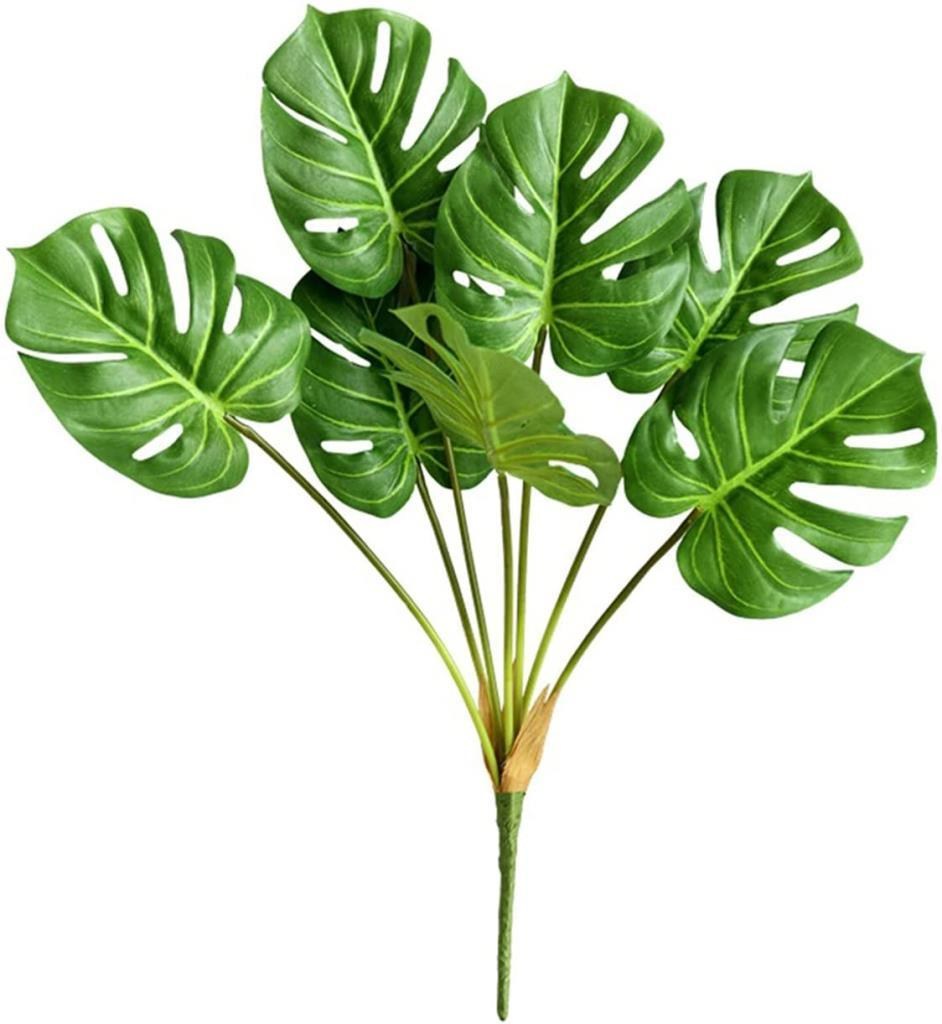 Yapay Çiçek Monstera Yaprağı Yeşil Renk 7 Başlı 7 Kafalı Yapay Yaprak
